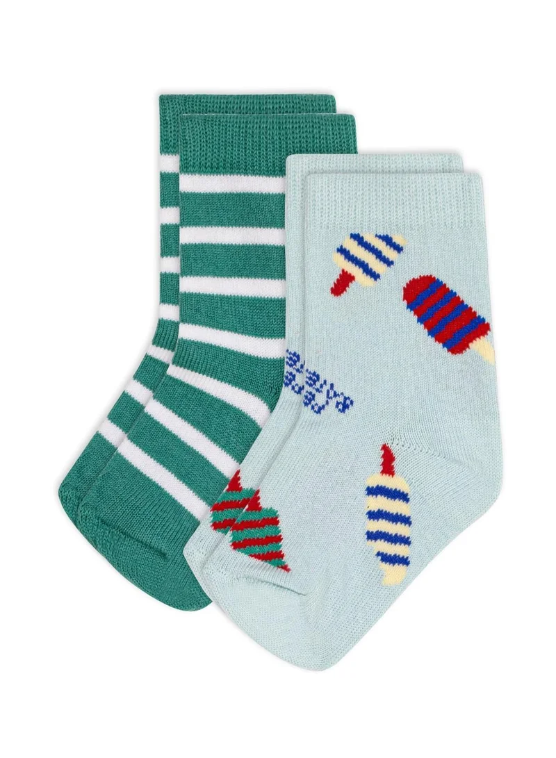 بيتي باتو Babies' ice cream print and stripy cotton socks - 2-pack
